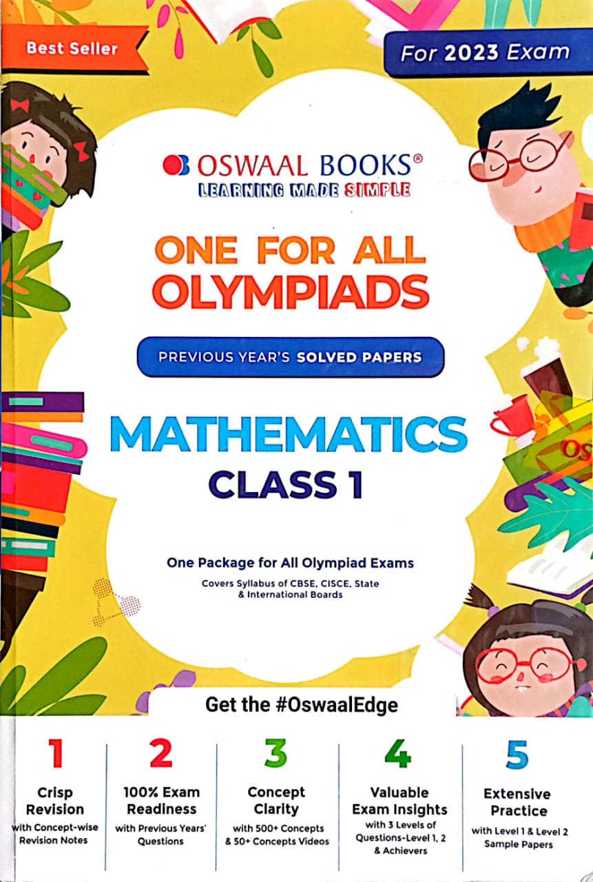 01ac84e49ba8c3615c6c3f3e36ef7e88.jpeg Oswaal one for all olympiads class 1 mathematics - Image 1